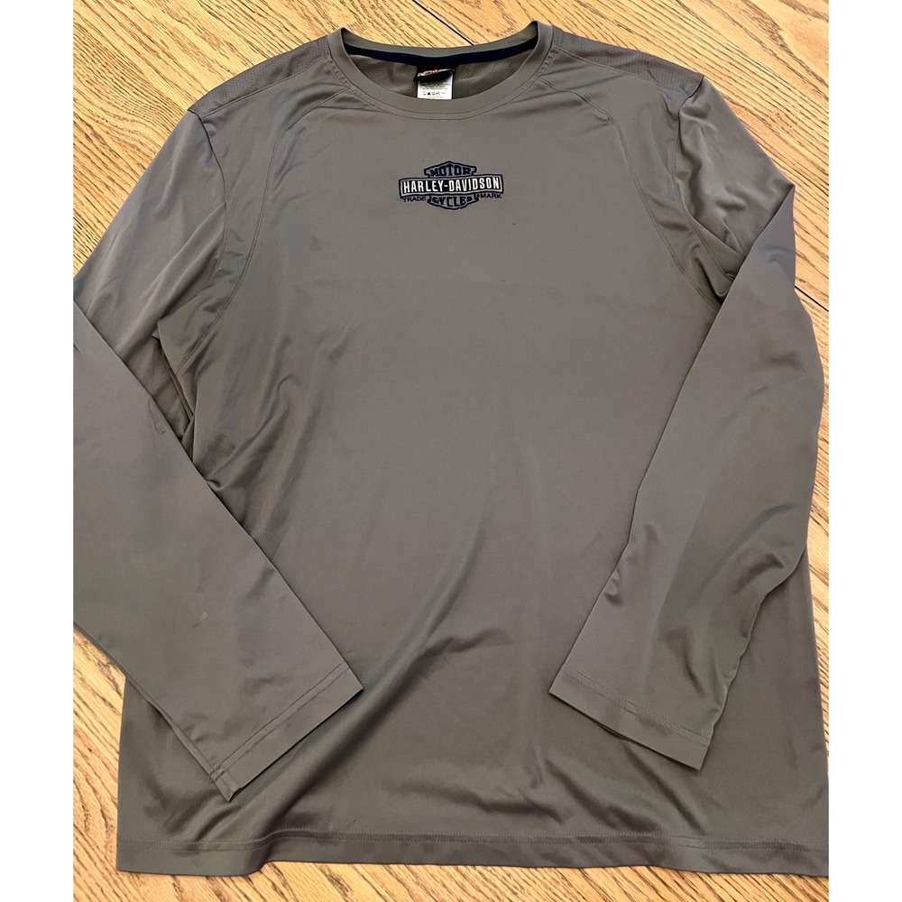 Harley-Davidson Mens 2XL Gray Long Sleeve Performance Shirt Las Vegas NV Logo